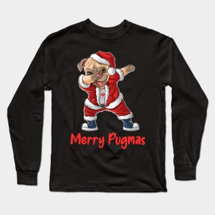 Christmas Dabbing Pug Merry Pugmas Long Sleeve T-Shirt